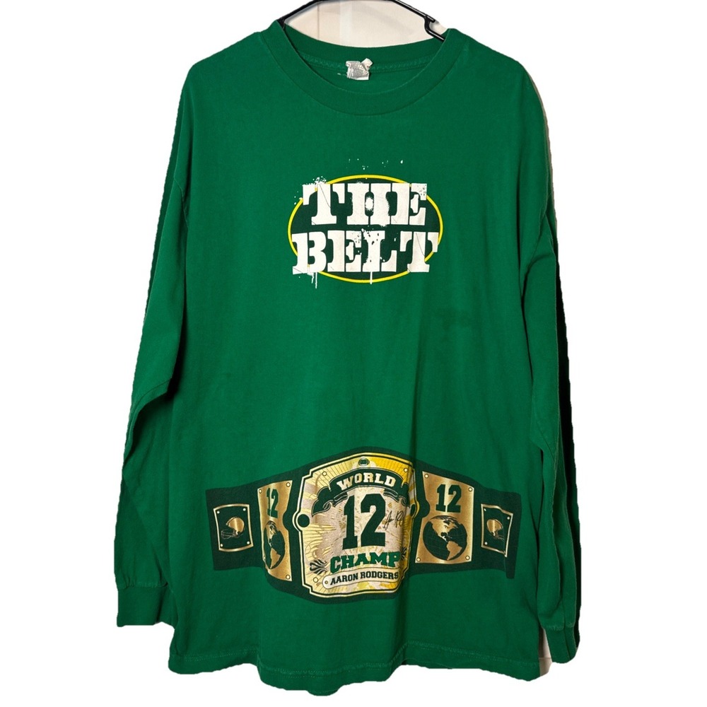 Aaron Rodgers Green Bay Packers "The Belt" Long Sleeve Shirt‎ XL